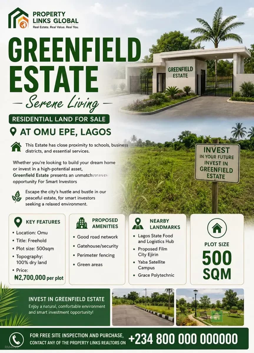 Prime 500sqm Land for Sale in Omu, Epe, Lagos
