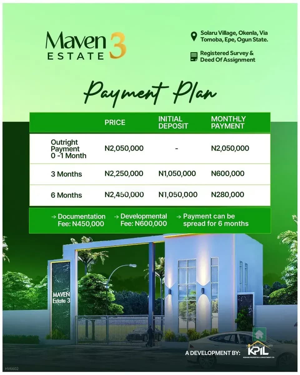 Land for Sale in Maven Estate Phase 3, Epe, Lagos