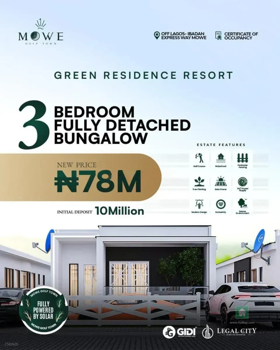 Modern Bungalow in Mowe Ofada, Ogun with Scenic Surroundings